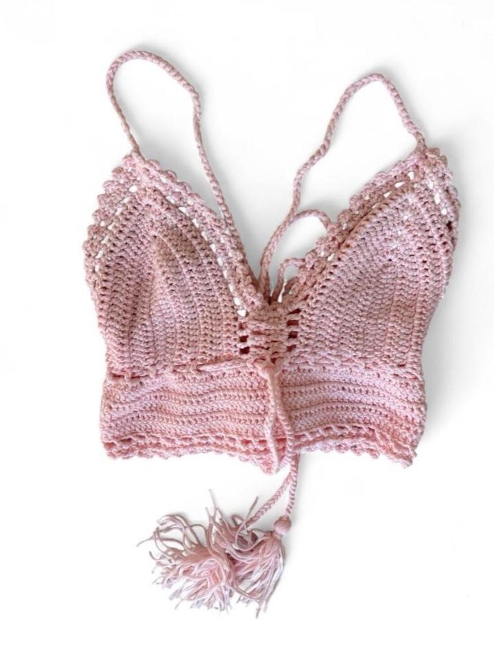 Pink Crochet Bralette Top- Pink Handmade Cropped Top